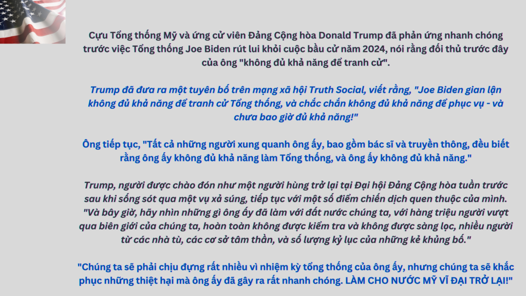 Cựu Tổng thống Mỹ và ứng cử viên Đảng Cộng hòa Donald Trump